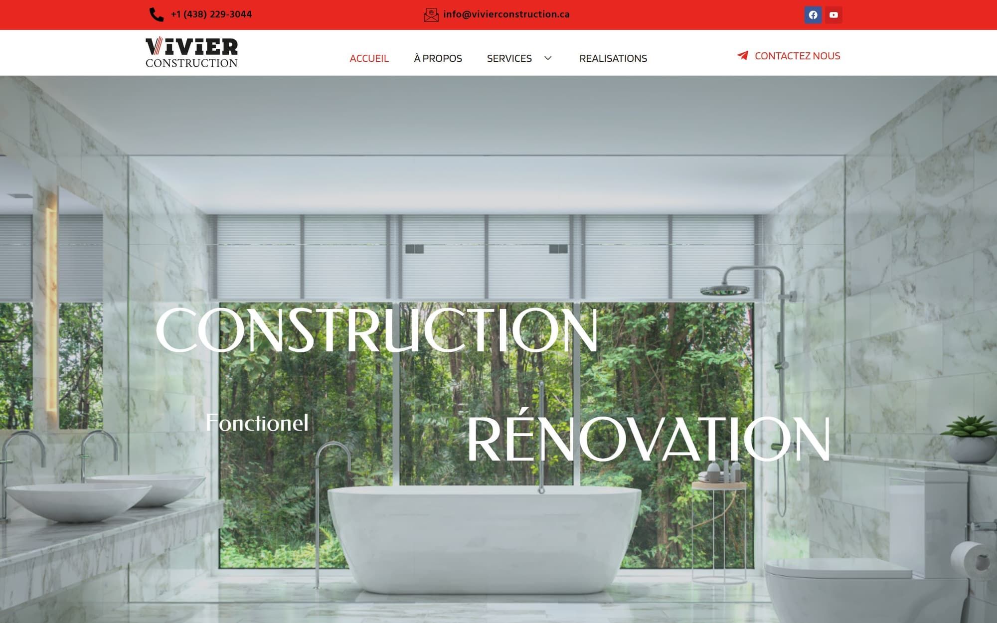 Screenshot of Vivier Construction's website, built by DigiEvo Marketing